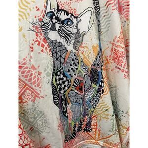 Mislook Short Sleeve Blouse Colorful With Cat Women‎ Size 2XL